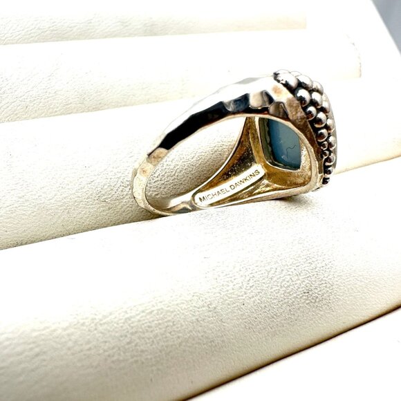 Michael Dawkins Ring Sterling Silver Druzy Quartz Caviar Design Size 9 - Picture 4 of 4